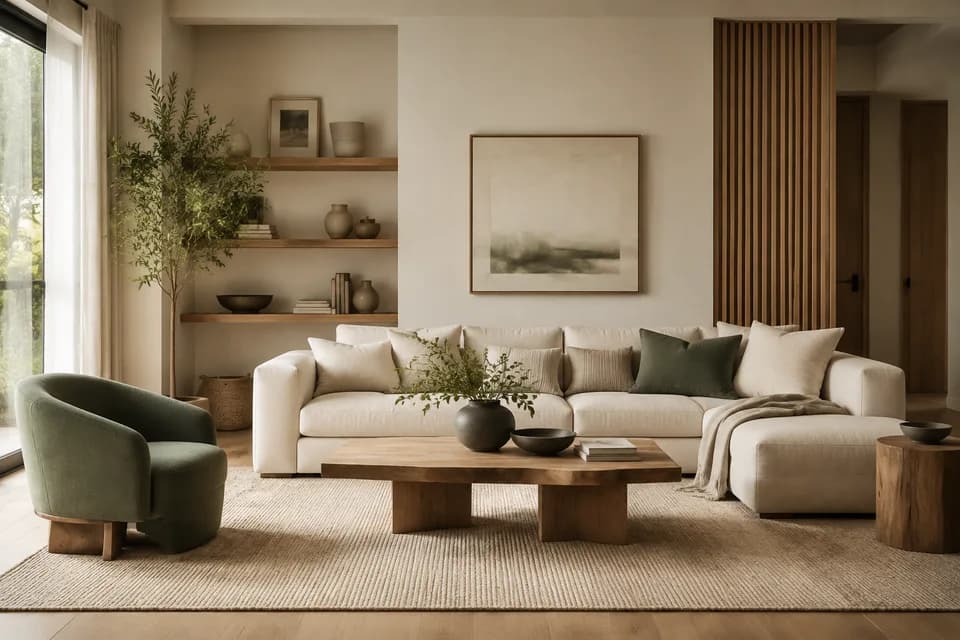 AI-created warm contemporary room used to illustrate concept development